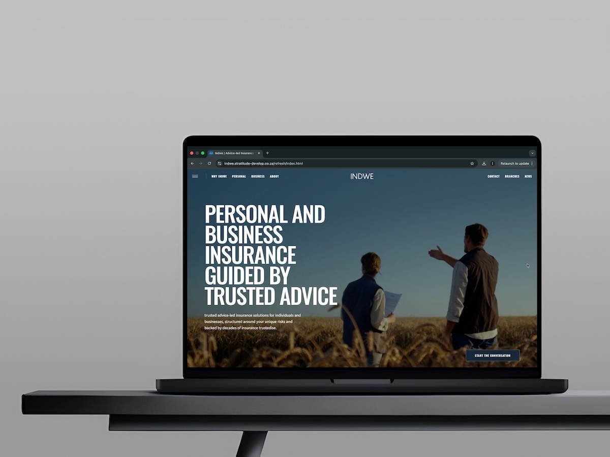 Indwe website refresh shown on a laptop